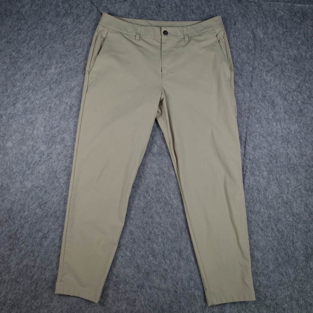 Lululemon Pant Mens 32x27 Khaki ABC Slim Fit Trouser Warpstreme Golf Chino Work